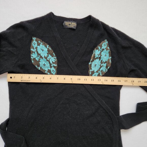 Vanita Rosa Paris St. Barth Black Cashmere Wrap Cardigan Embellished Resort - Picture 11 of 13